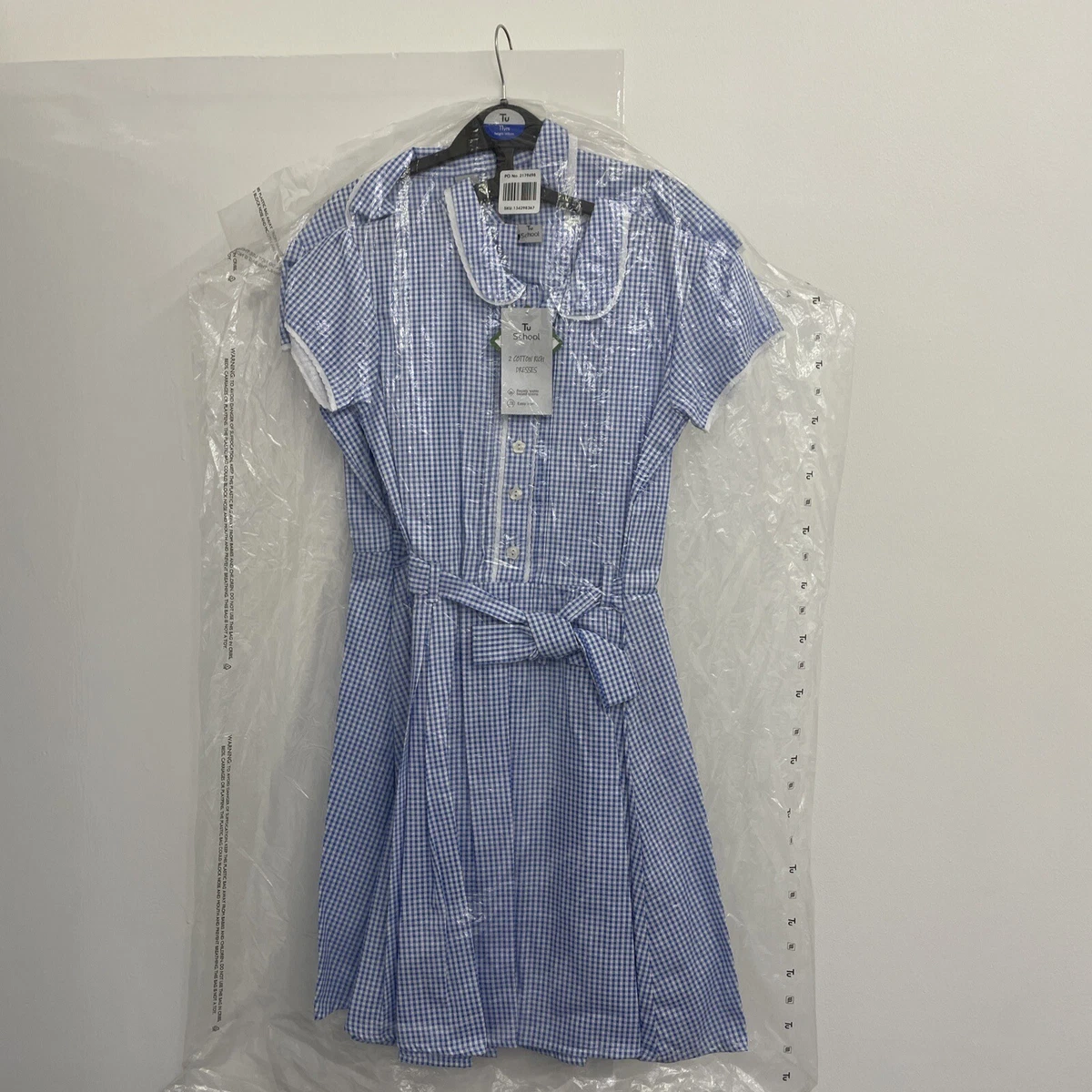 TU 2 Pack School Summer Dresses. Blue White . age 11 years. BNWT