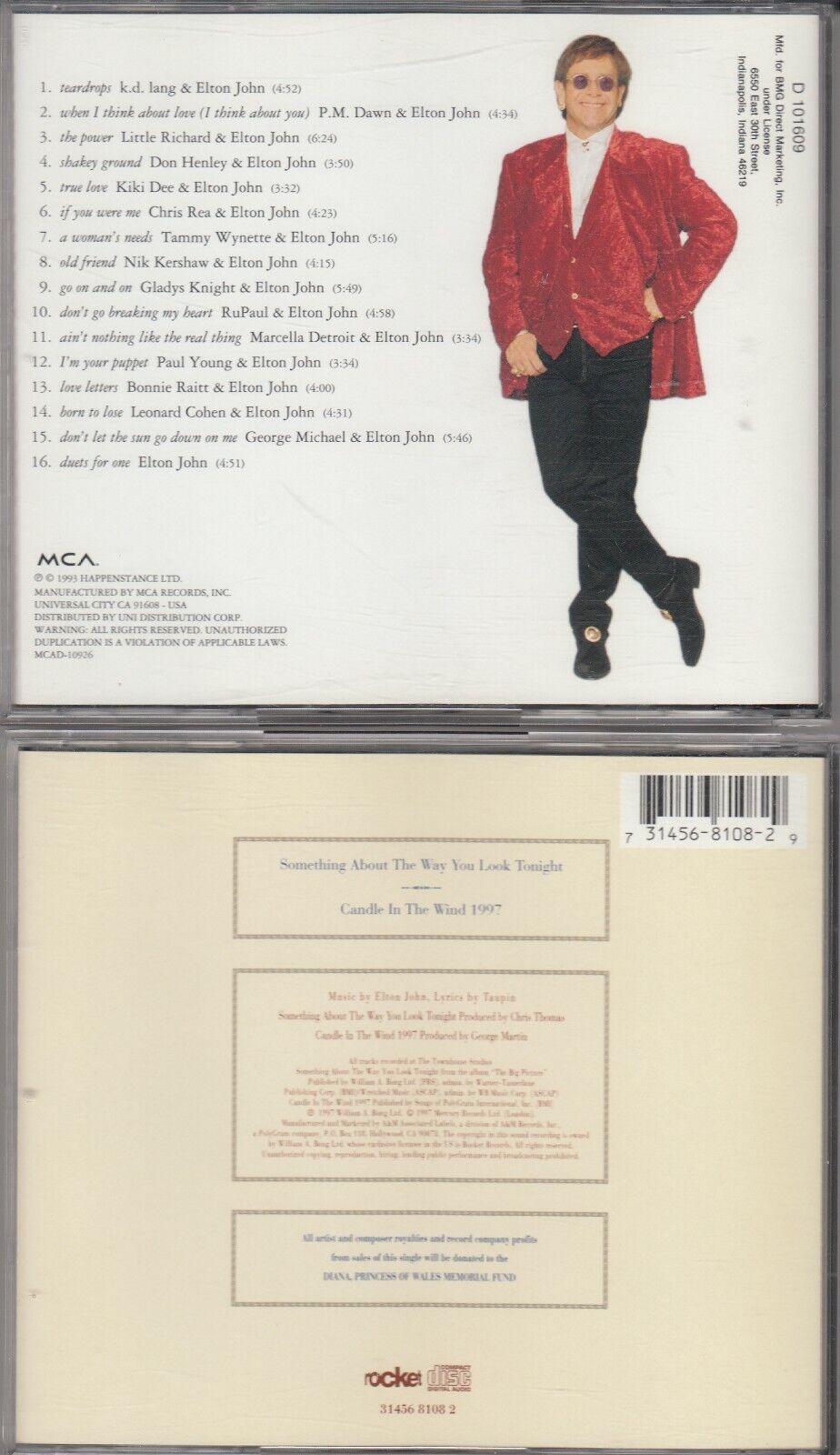 ELTON JOHN 2 CD SET LOVE SONGS, SOMETHING ABOUT THE WAY YOU LOOK TONIGHT