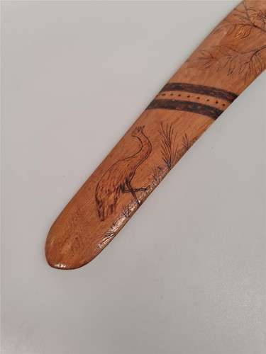 DECORATED BOOMERANG Carved Wooden ABORIGINAL AUSTRALIA - Picture 5 of 8