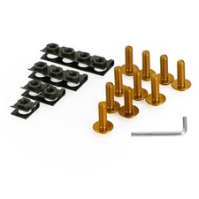 10x Aluminum M6x20mm Motorcycle Screen Bolts & Spring C clips Gold For Yamaha T9