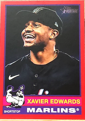 2025 Topps Heritage Red Border #368 - Xavier Edwards - Miami  Marlins