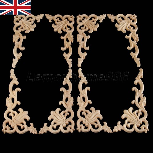 Home Decor Wood Carved Corner Onlay Applique Door Frame Decor Unpainted