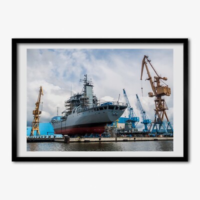 Tulup Bild MDF-gerahmte Wand-Dekor 100x70cm Shipyard Schiff