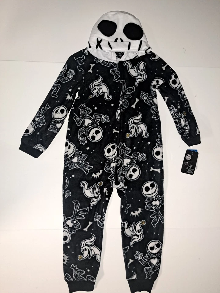 Pesadilla Antes De Navidad Niños Jack Skellington Pijama Unión Traje Capucha Talla 6/7 Foto 2 de 4