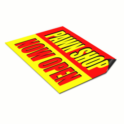 Car Magnet Set of 2 Pawn Shop Now Open E Car Advertising Industrial Sign