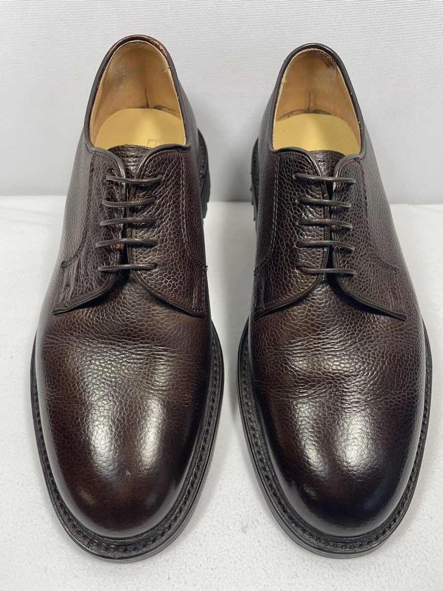 Worn Barker Shoes Nairn Dark Brown Grain. Size 7.5. With New Commando Soles