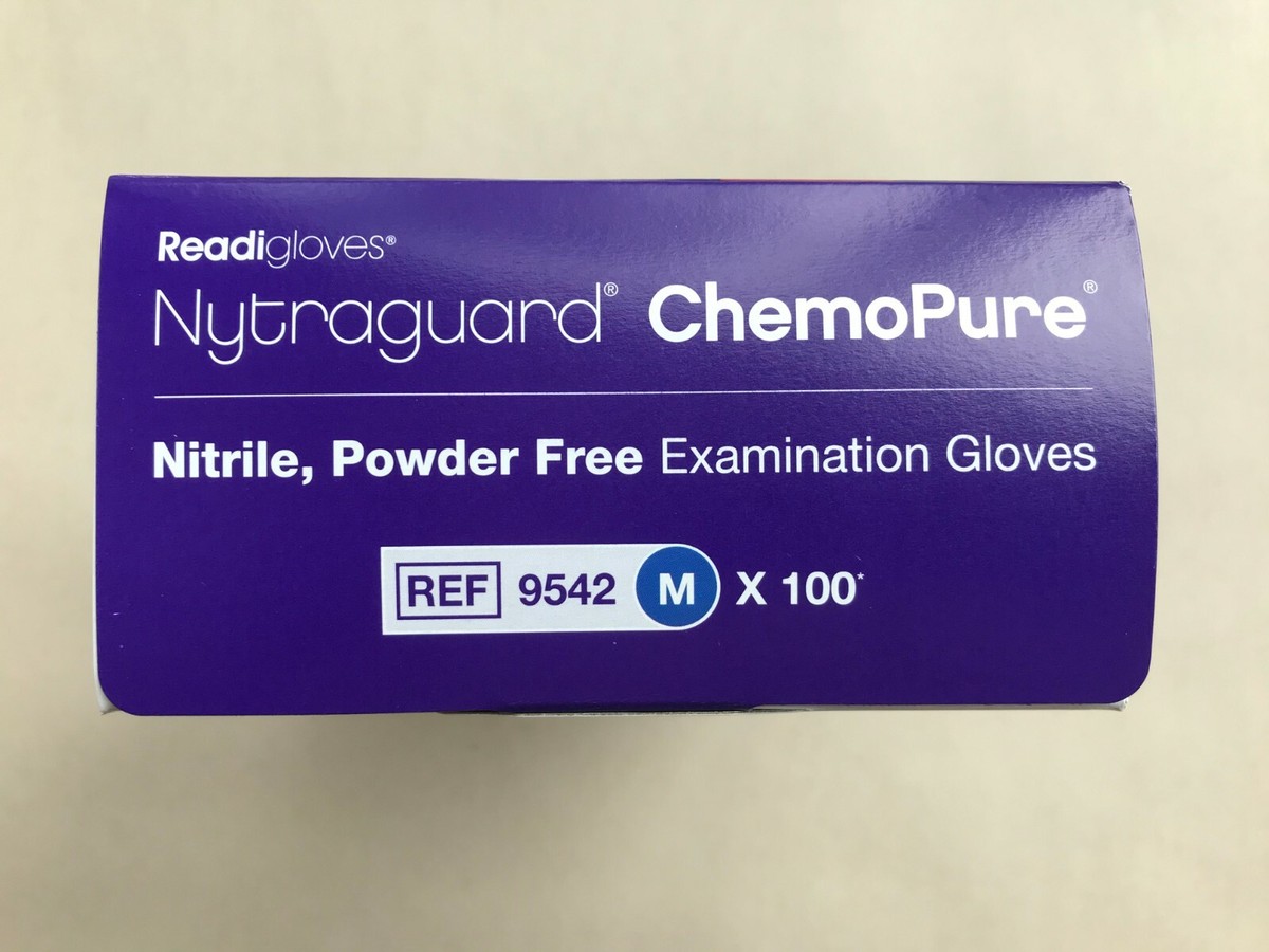 Case (10 Boxes) Nytraguard ChemoPure Nitrile Gloves (100) Medium