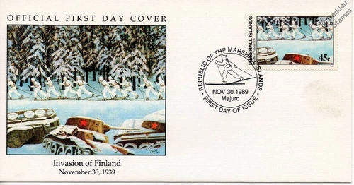 1939 WINTER WAR - Soviet Army Invasion of Finland / Tank WWII Stamp FDC