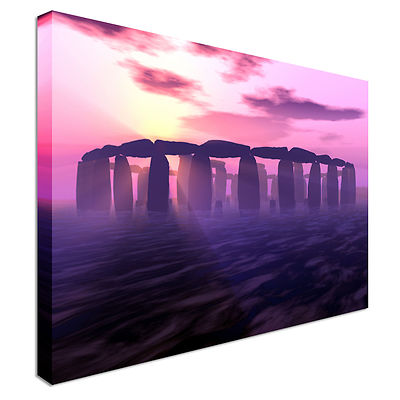 Lila Stonehenge Sonnenuntergang Leinwand Wandbild Bild Druck