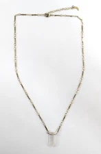 Luna Norte Quartz Crystal Obelisk Shape Pendant Gold Tone Chain Necklace 19"