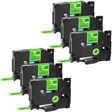 6PK Compatible with Brother P-Touch Tze D31 Fluorescent Green Label Tape 12mm