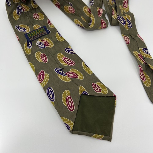 Corbata Chaps Ralph Lauren para Hombre Camisa Verde Corbata Hoja Remolino Diamante Patrón Seda - Imagen 7 de 9