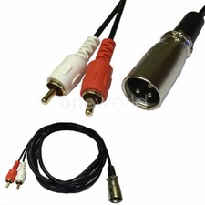 3PIN XLR male to Dual Phono 2 RCA stereo audio mixer cable 10FT / 3M FastSh