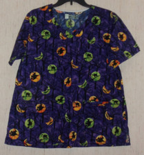 EXCELLENT WOMENS bring it on bio Haunted Forest HALLOWEEN SCRUBS TOP SIZE XL