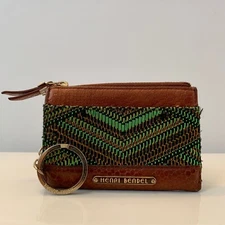 Vintage HENRI BENDEL Brown Leather Card Coin Key Holder Wallet UNIQUE Rare