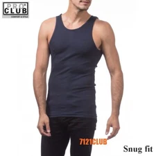 Lot 2 PRO CLUB A SHIRTS TANK TOP NAVY ProClub Men's Wife Beater Undershirt S-7XL