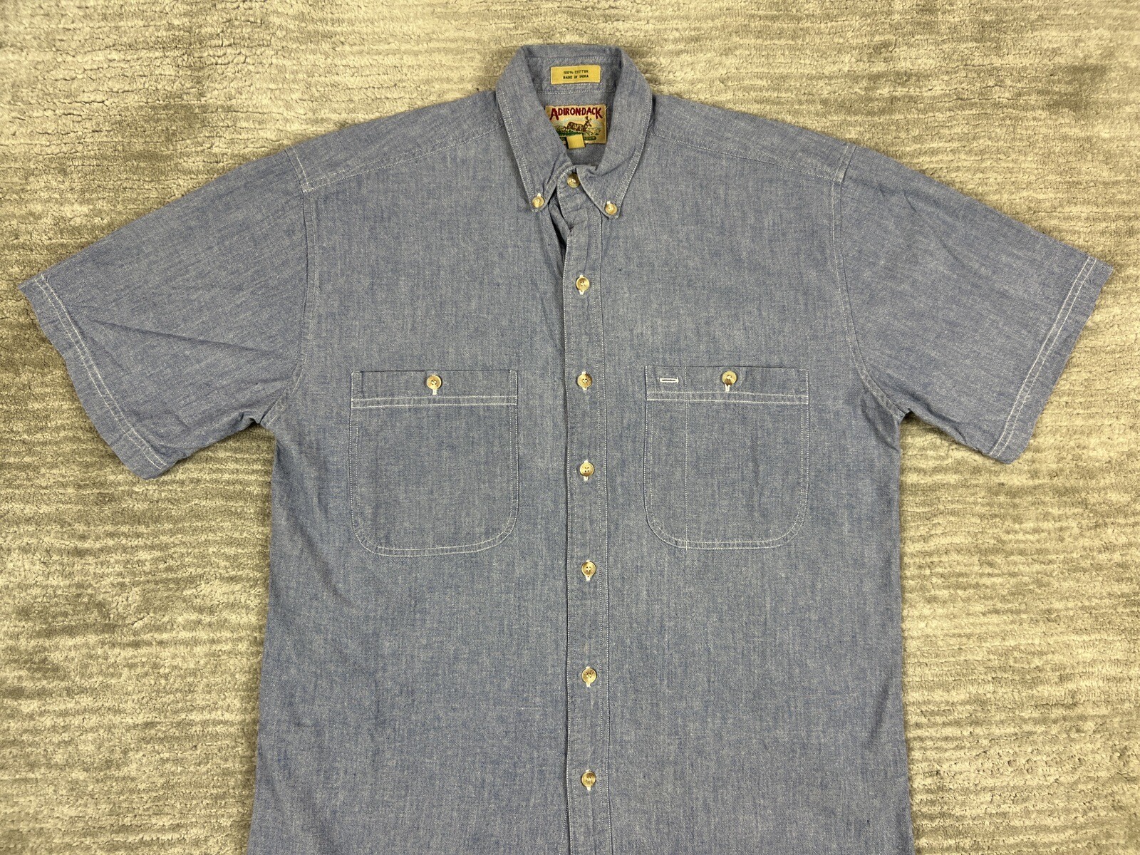 Camicia vintage Adirondack By Savile fila uomo 2XL blu manica corta bottoni casual