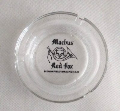 Vintage Ashtray Clear Glass Machus Red Fox Bloomfield Hills MI Jimmy Hoffa LN