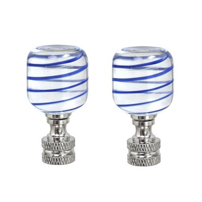 Aspen Creative 24011-12 2 Pack Clear Blue Line Glass Lamp Nickel Finish 2 Tall