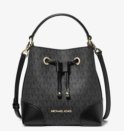 MICHAEL KORS Mercer Small Logo Bucket Bag $398 AUTHENTIC MK Signature Messenger