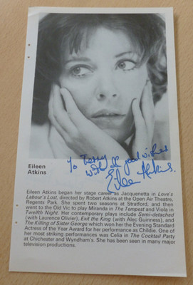 Eileen Atkins Richard Pearson Sherlock Holmes handsignierte Theaterprogrammseite