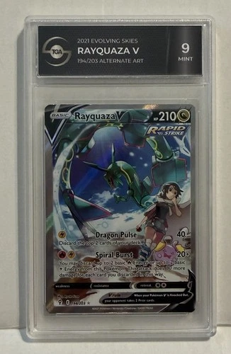 Pokémon Rayquaza V Ultra Rare Alternate Art- Graded TGA 9 194/203 🔥🔥🔥