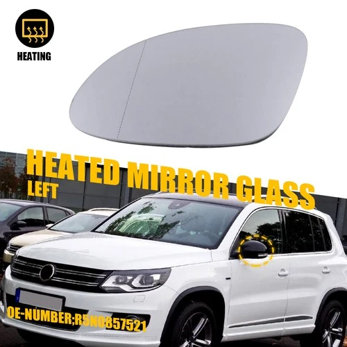 Rear View Mirror Glass Heated 5N0857521 Fits 2009-17 Volkswagen Tiguan Left Side