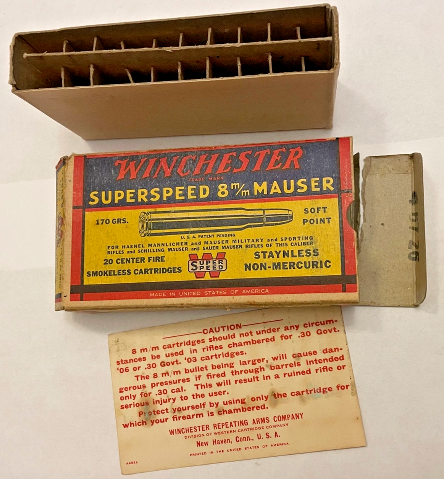 Winchester 8mm Mauser Super Speed Ammo - Box Empty - VINTAGE | eBay