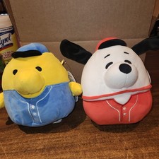Squishmallows Peanuts Snoopy and Woodstock Lot of 2 Baseball Uniforms 8 NWT