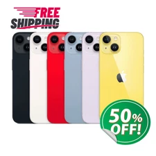 Apple iPhone 14 - Unlocked, 128GB/256GB/512GB - Yellow/Midnight - Free Shipping