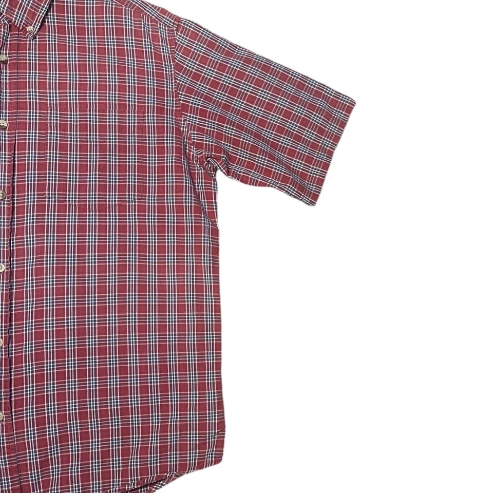 Camisa de manga corta Bob Timberlake para hombre L roja a cuadros con botones Foto 4 de 4