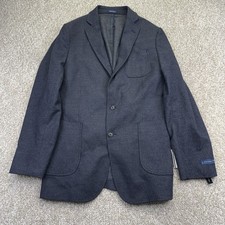 NEW Stafford Sport Coat Jacket Blazer Mens Size 46 LNG Blue Flannel Texture