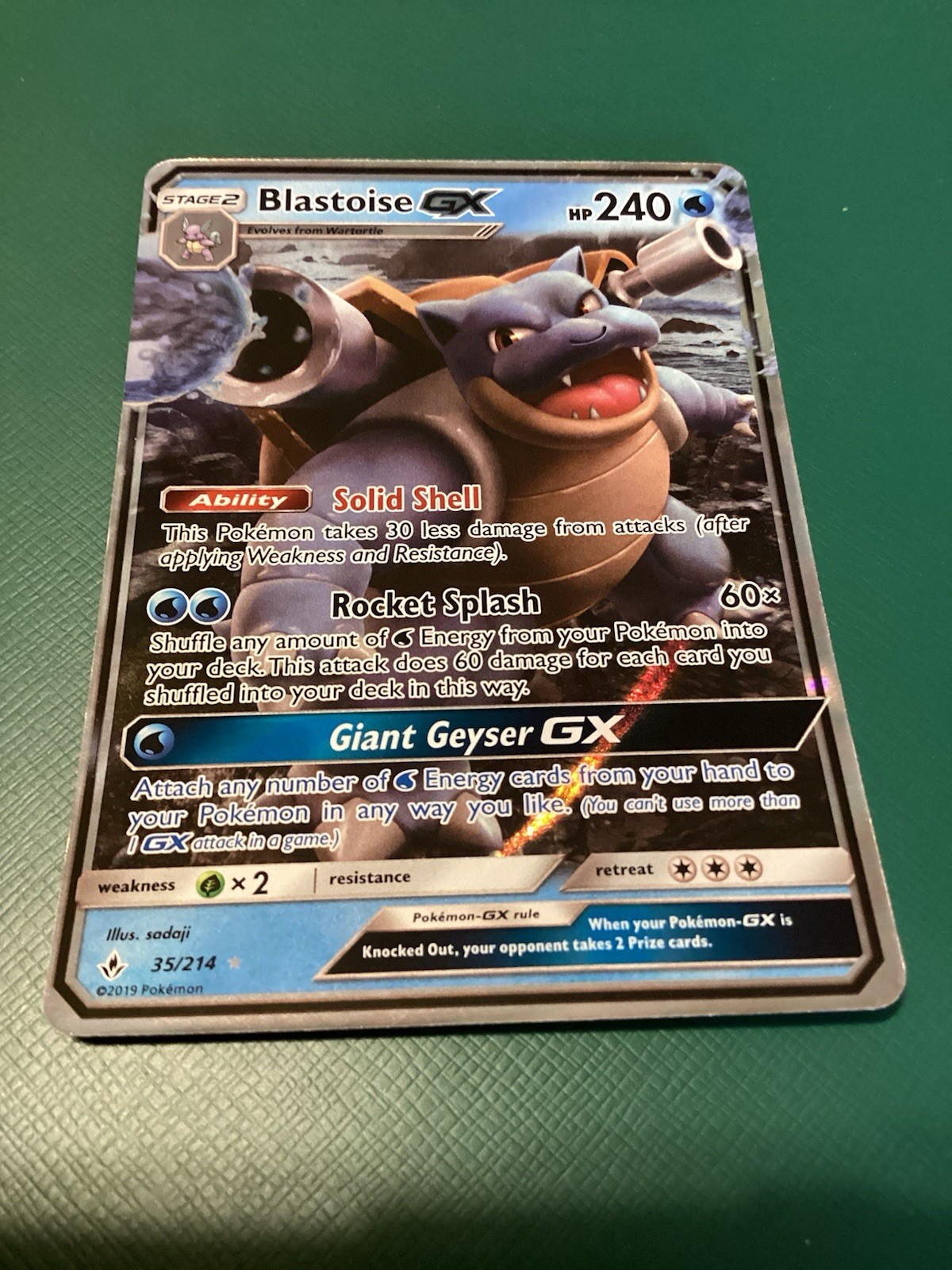 Pokémon TCG Blastoise GX Holo Ultra Rare Card Unbroken Bonds 35/214 
