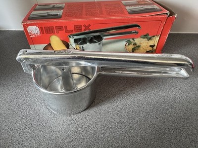 Simplex Metall Kartoffelpresse Stampfer Made in Italy 60er / 70er Jahre verpackt Vintage 