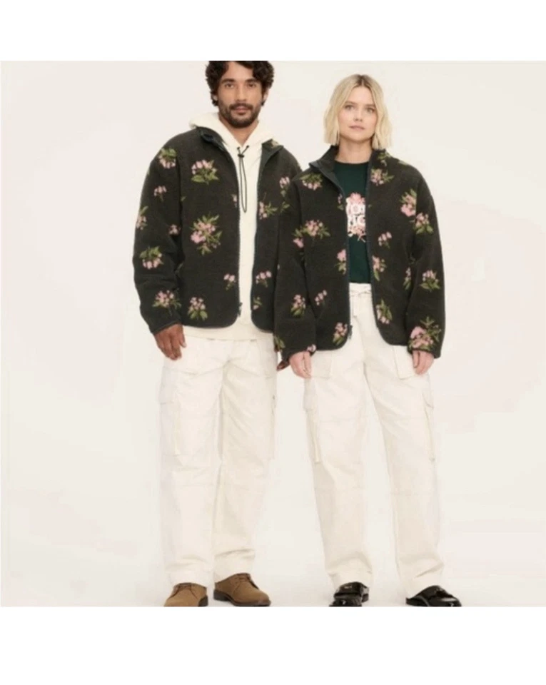 NWT Woolrich x Target Brown Floral Fleece Jacket Sz M - Image 2 of 4