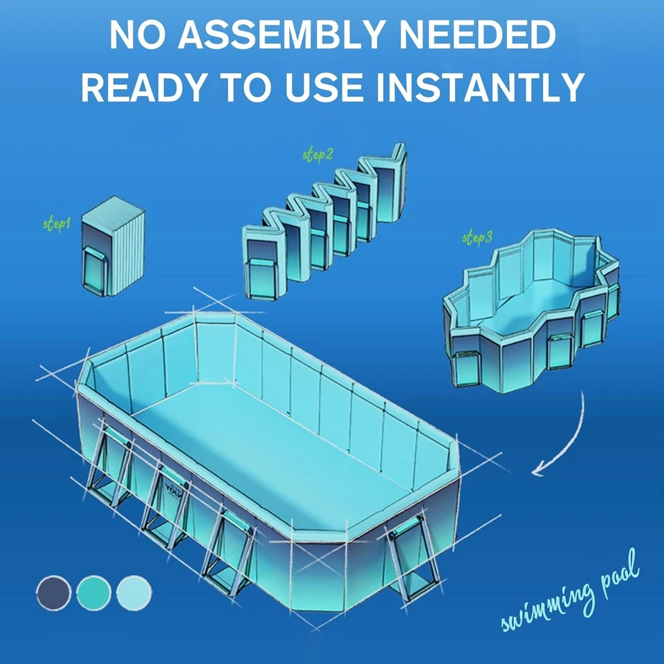 Piscina Para Adultos y Niños Alberca 116" × 65" × 19" Rectangular Patio Grande Foto 3 de 4