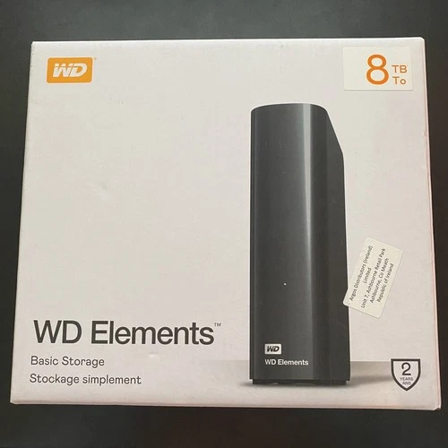 WD Elements External Hard Drive 8TB Black - New