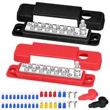 Power Distribution Block 12V 150A 1/4" Stud Bus Bar Tinned Copper Electrical Bat