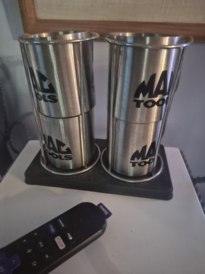 Mac Tools Cup Set Of 4. 3 1/2 Inches High . Stainless Steal Coffee Mugs. 