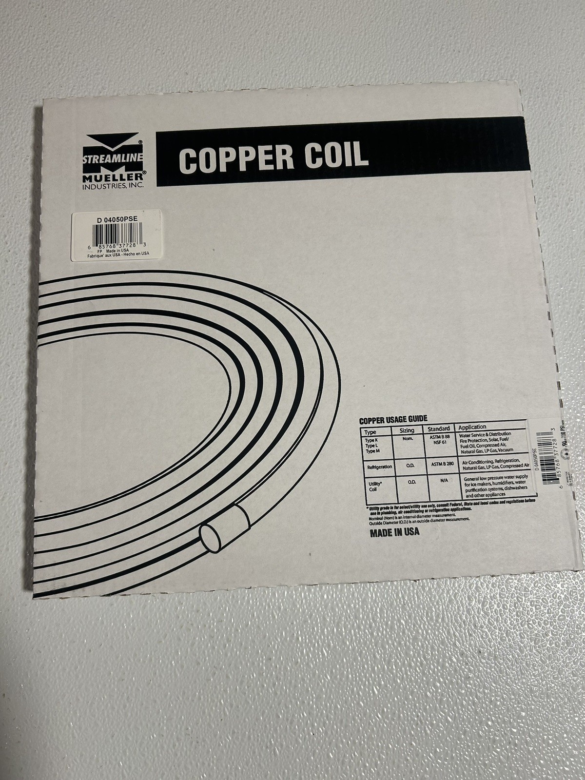 Mueller Streamline 50’/50 feet x 1/4 inch HVAC/Refrigeration Soft Copper Tubing