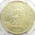 1874-CC Trade Silver Dollar T$1 - PCGS AU Details Chop Mark - Carson City Coin!
