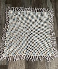 Couverture bébé fait main crochet multicolore 34 x 37 rose vert bleu jaune