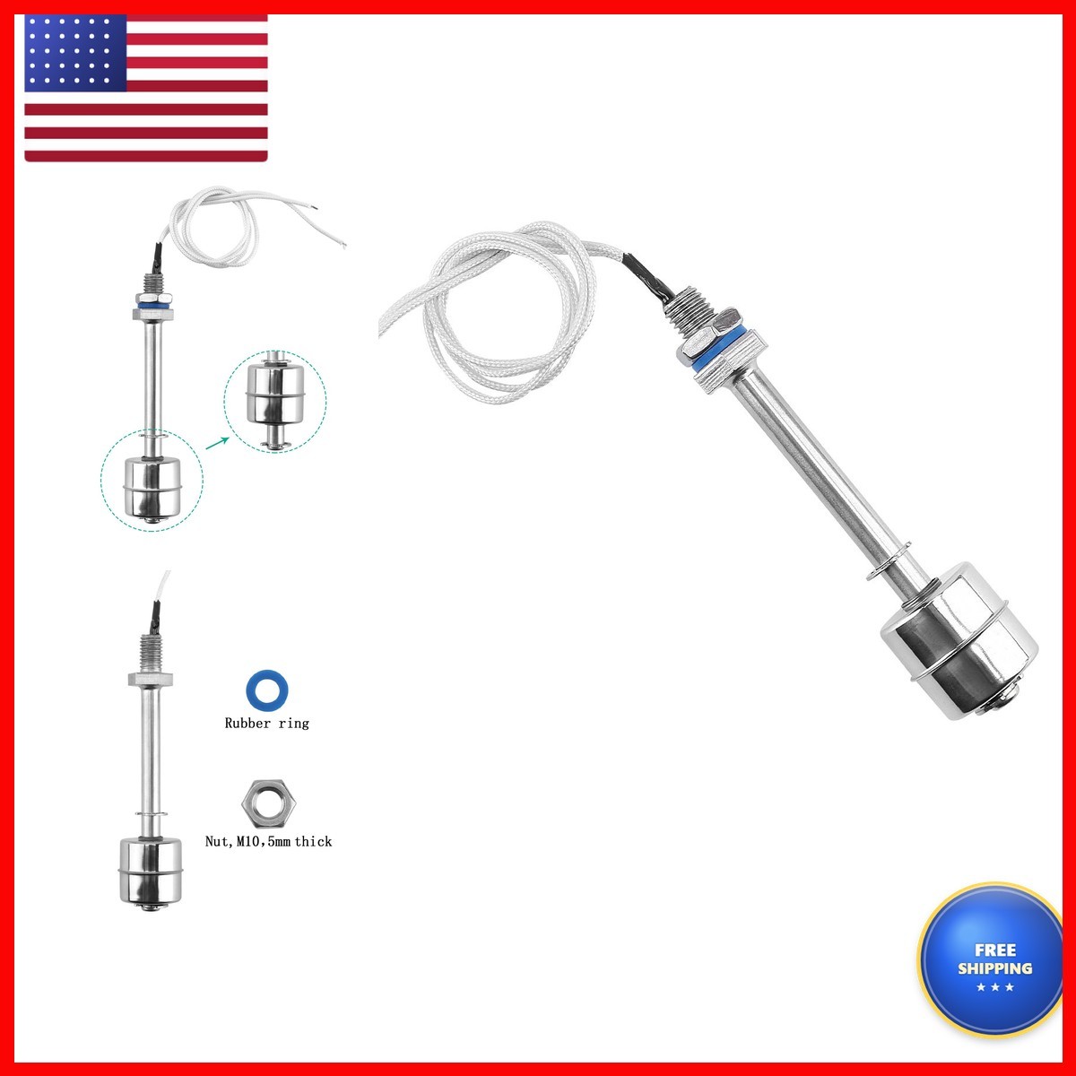 Elecall 4" Float Switch Stainless Steel 110V ES10010 12inch Wire