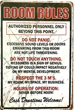 FREE SHIPPING! BUY or make OFFER B4 it’s SOLD! TIN SIGN 8x12 Room rules (Drm1)