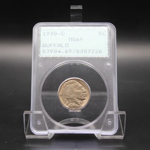 🔥Gorgeous 1938-D Buffalo Nickel MS65 OGH🔥
