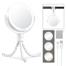5.85 Tripod Travel Makeup Mirror With Lights And Magnification 1x10x 4 In ...