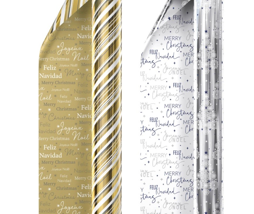 DoubleSided Counter Roll FOIL Gift Wrap 2rolls 540 Sq. Ft. Total Gold/Silver