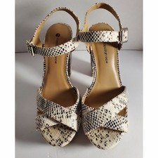 Metropolitan View Snakeskin Print Crisscross Platform BlockHeels