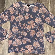 Lee Women's Long Sleeve Floral Top - Blue and Pink-size Small