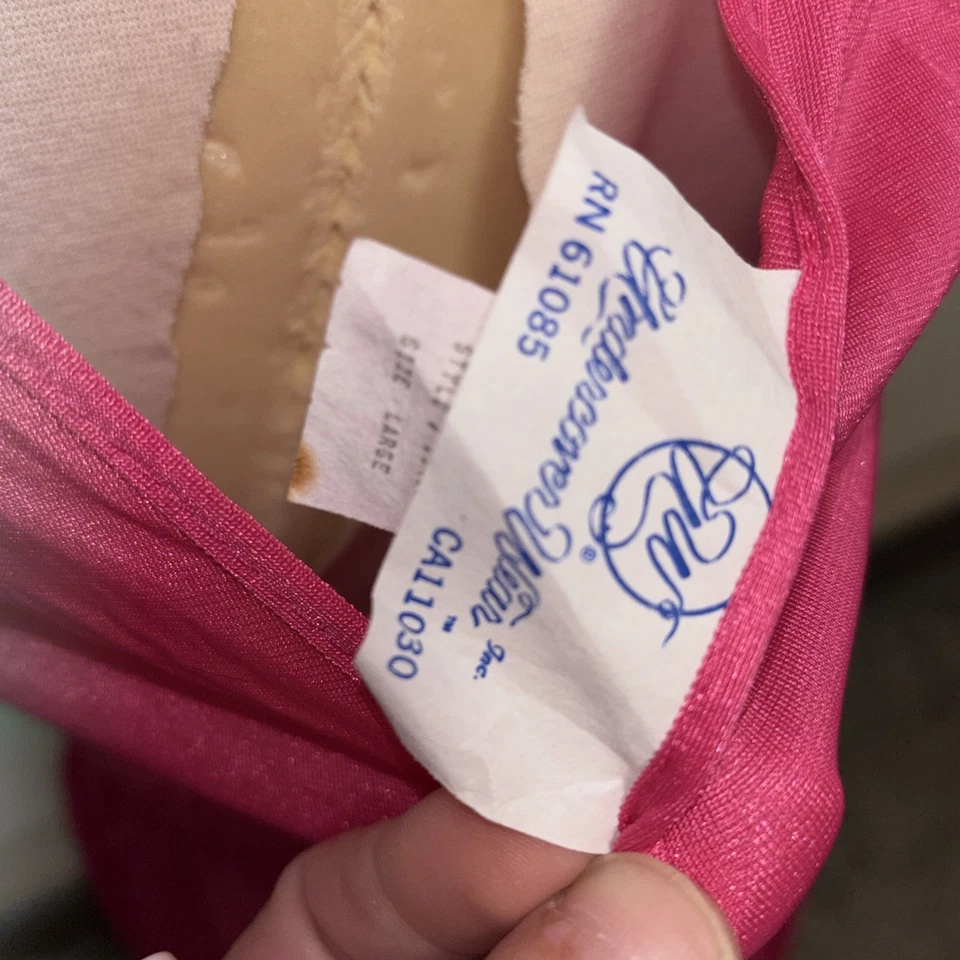 Vtg Maxi Nightgown By Undercover Wear Sz Large Hot Pink Nylon And Lace  - Image 3 of 4